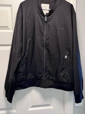 Calvin Klein Black Bomber Jacket with Zip Pockets mens size xxl fits 42-44